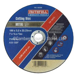 Faithfull Cutting Disc Metal 180mm x 3.2mm x 22mm